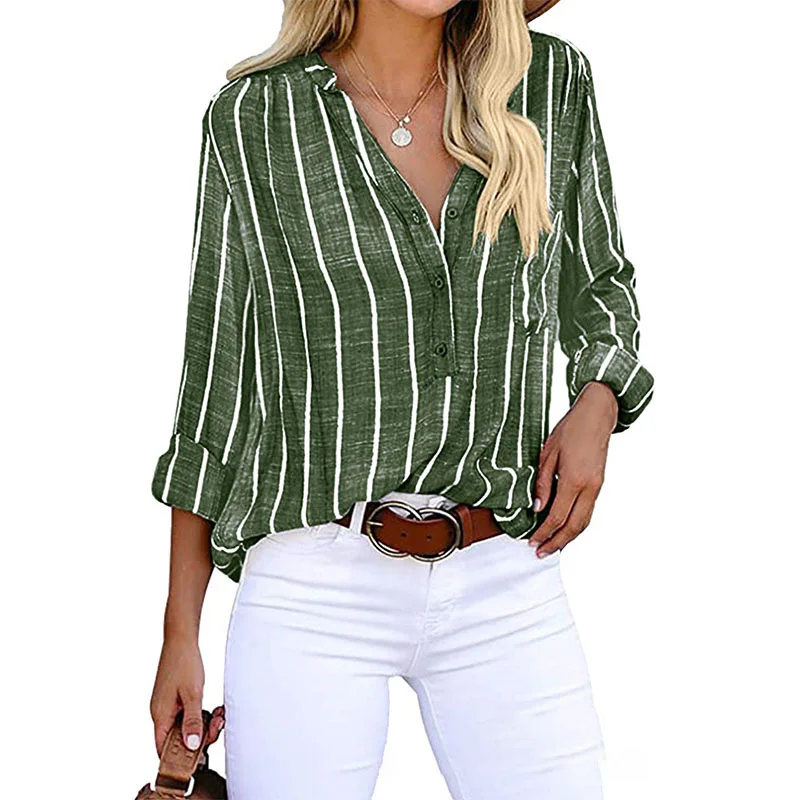 Elegant Loose Striped Blouse - Image 12
