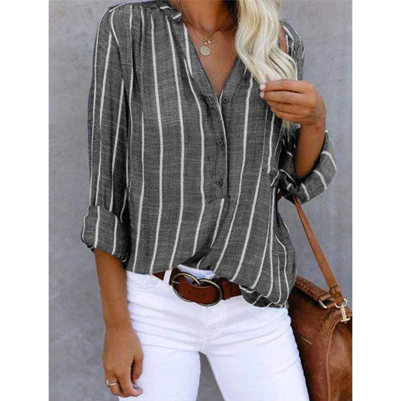 Elegant Loose Striped Blouse - Image 13