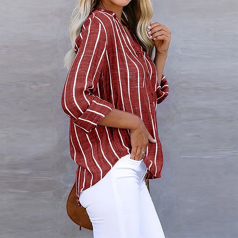 Elegant Loose Striped Blouse - Image 15