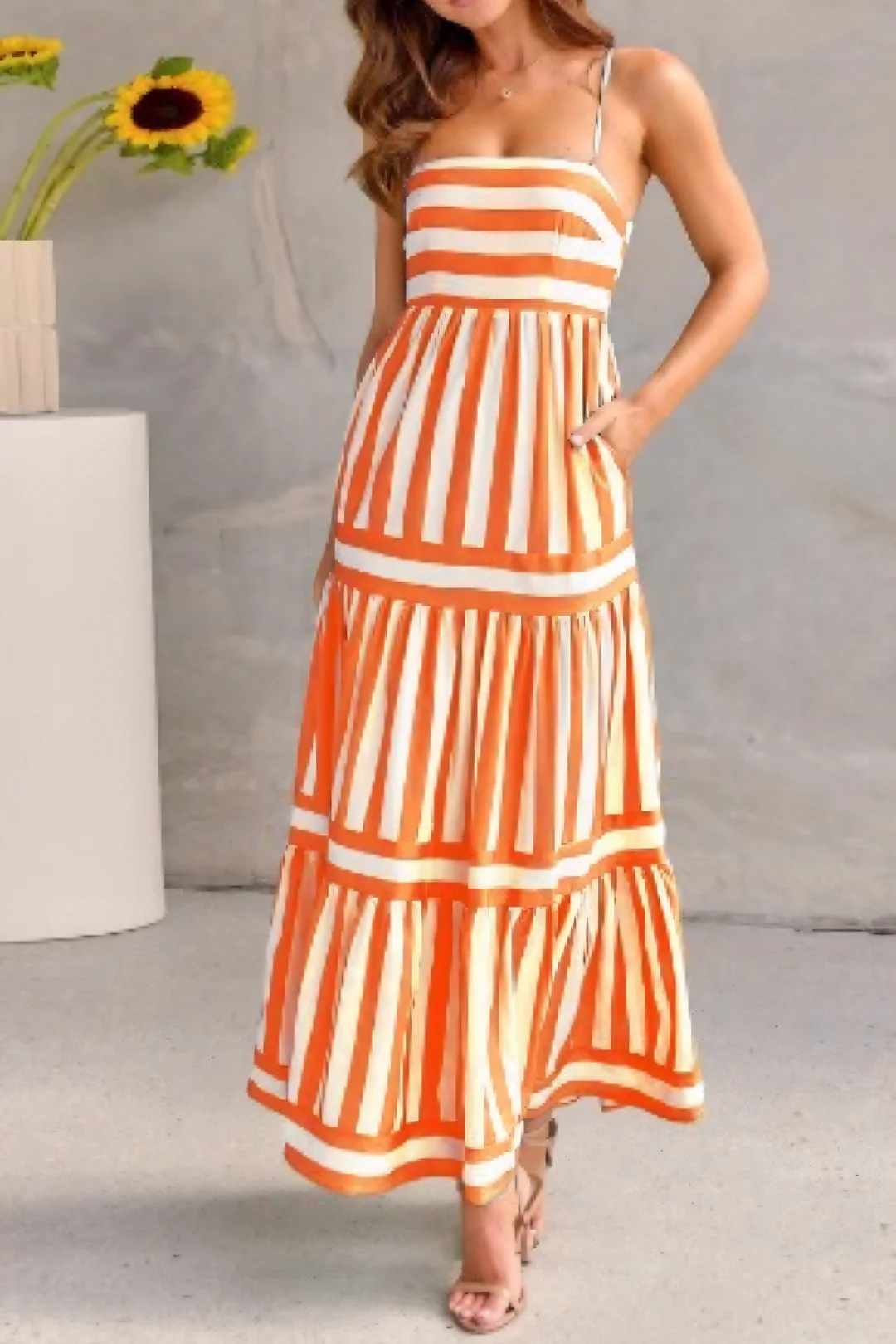 Flowy Full-Length Evening Dress - Image 21