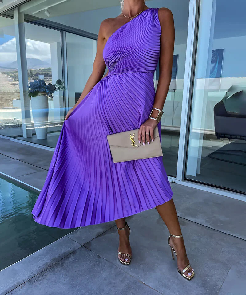 Elegant One-Shoulder Midi Dress - Image 10