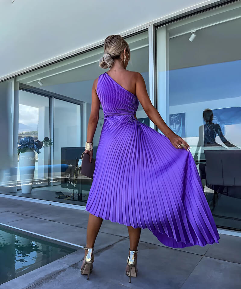 Elegant One-Shoulder Midi Dress - Image 12