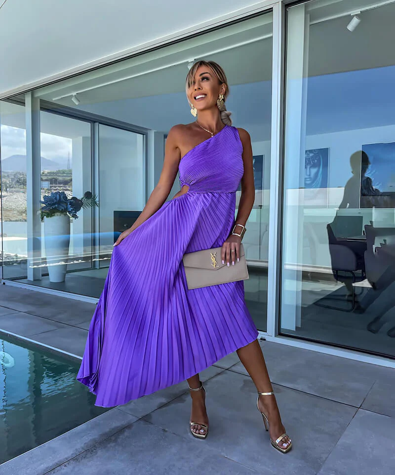 Elegant One-Shoulder Midi Dress - Image 14