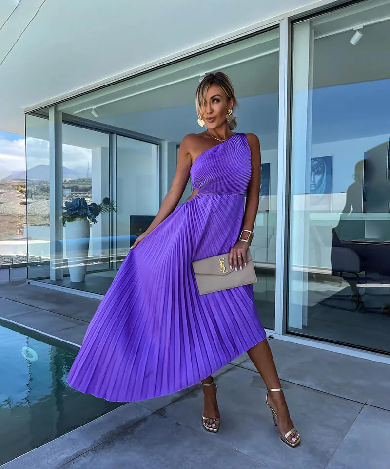 Elegant One-Shoulder Midi Dress - Image 9