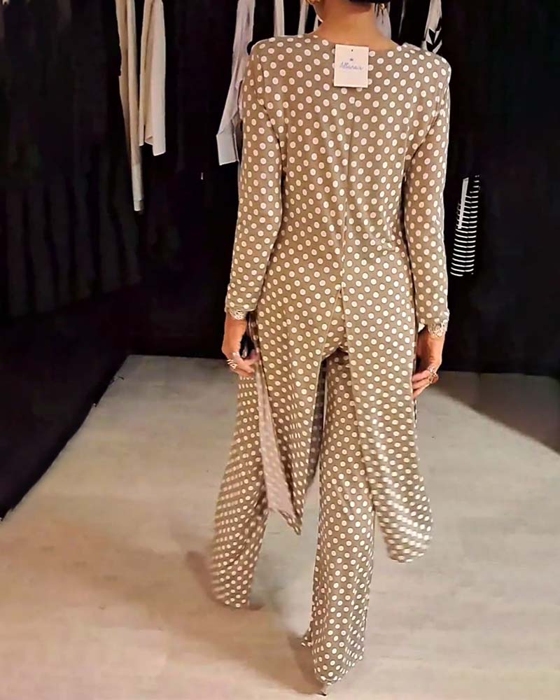 Elegant Polka Dot Slit suit - Image 5
