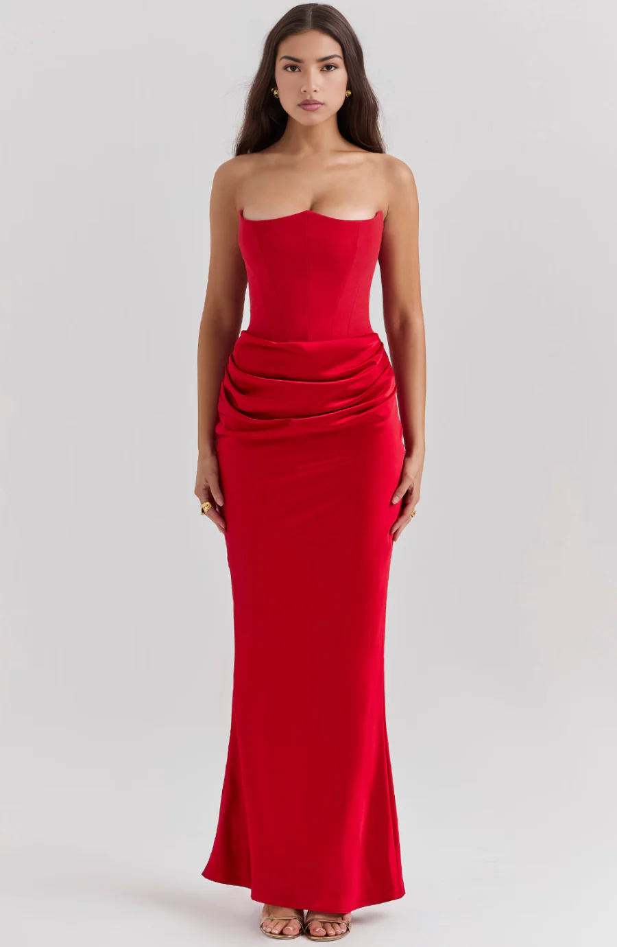 Elegant Retro Solid Color Strapless Party Dress - Image 38