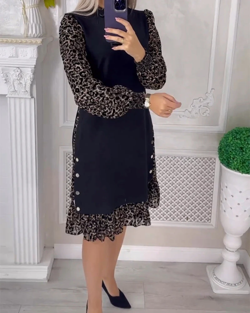 Elegant Shift dress with Color Block - Image 18