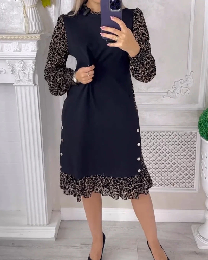 Elegant Shift dress with Color Block - Image 24