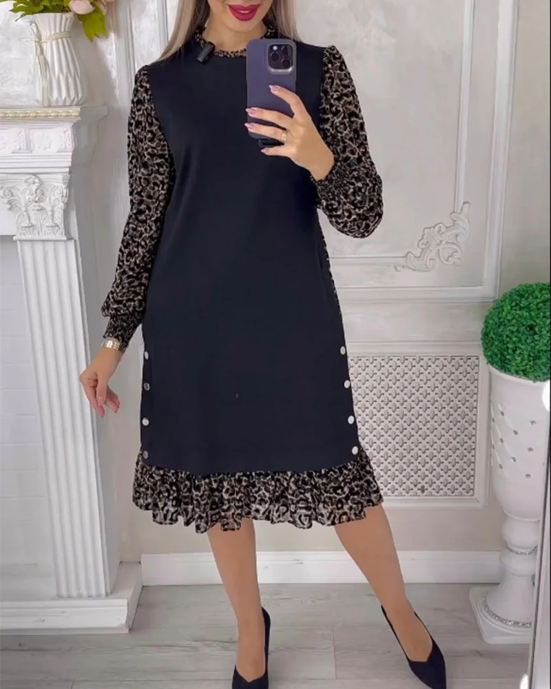 Elegant Shift dress with Color Block - Image 6