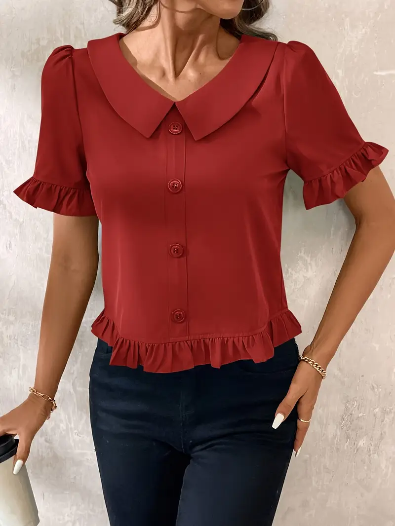 Elegant Short Sleeve Blouse - Image 7
