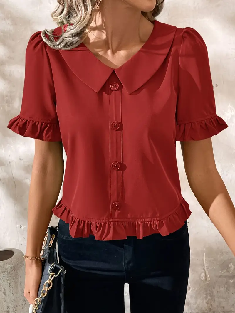 Elegant Short Sleeve Blouse - Image 9