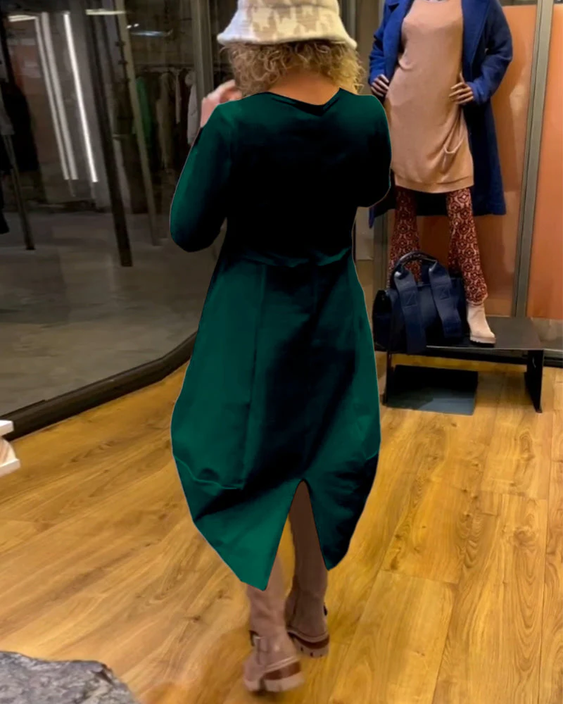 Elegant Solid Color Dress - Image 13