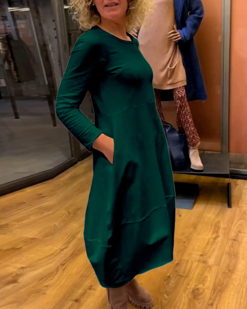 Elegant Solid Color Dress - Image 37