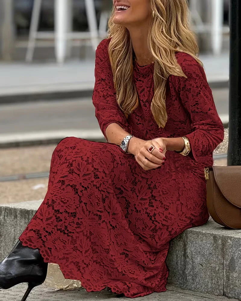 Elegant Solid Color Floor-Length Dress - Image 2