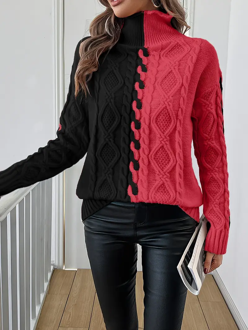 Elegant Striped Jumper With High Collar - Image 5