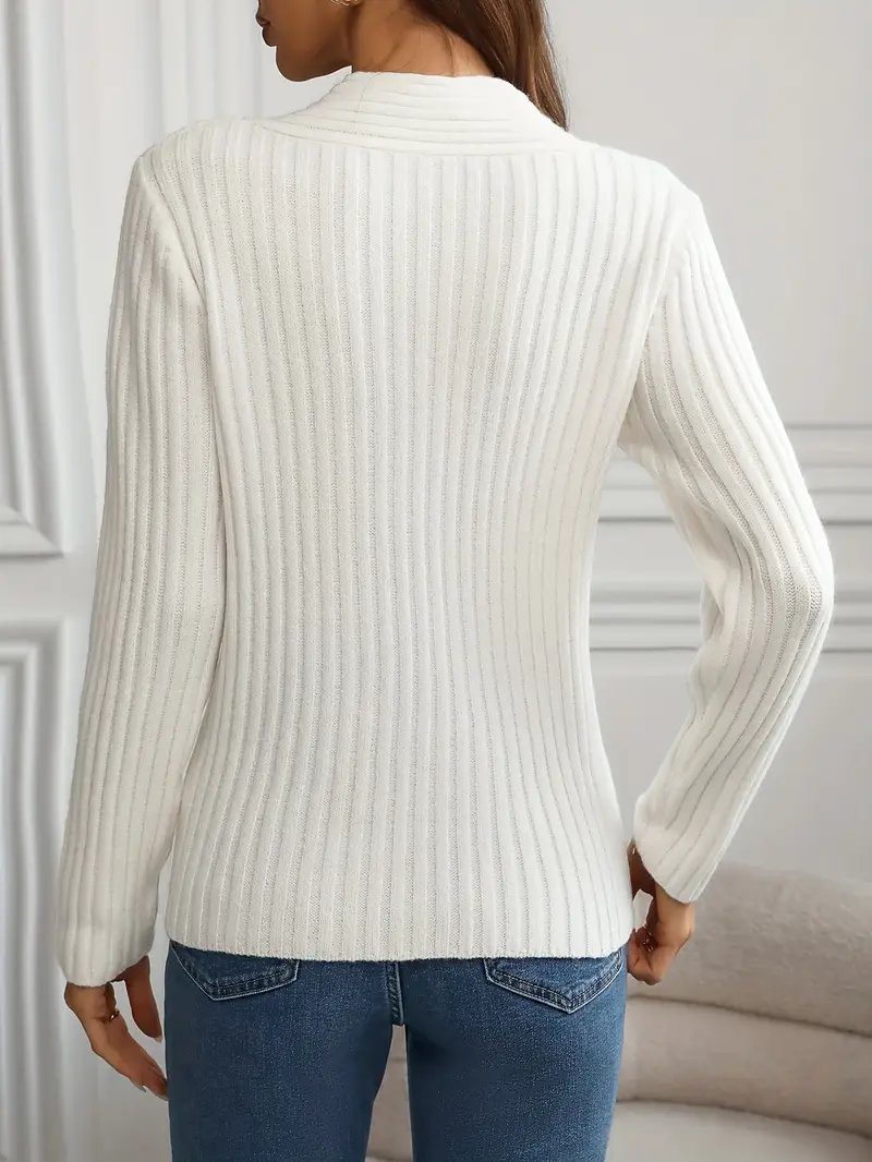 Elegant V-Neck Knit Sweater - Image 4