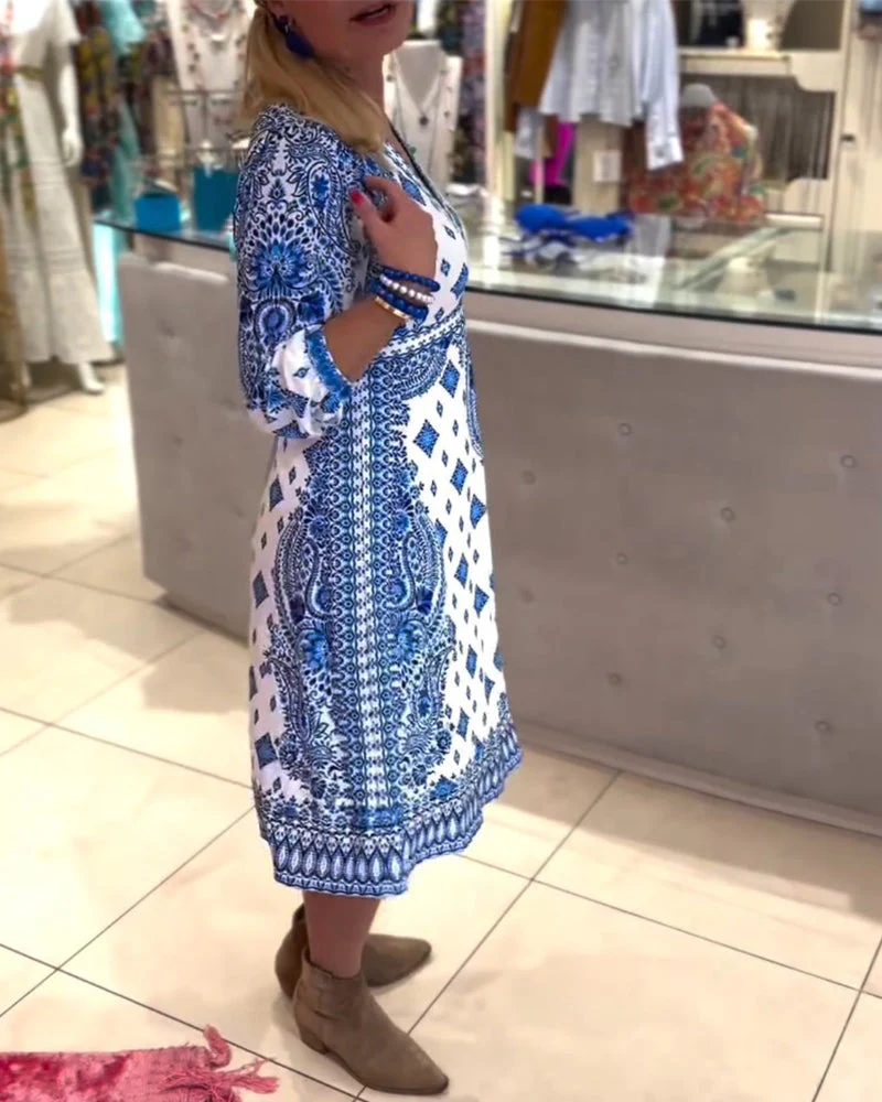Elegant V-neck midi dress - Image 29