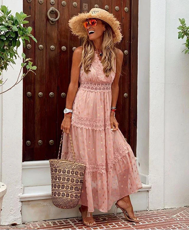 Elegant V-Neck Sleeveless Midi Dress - Image 3