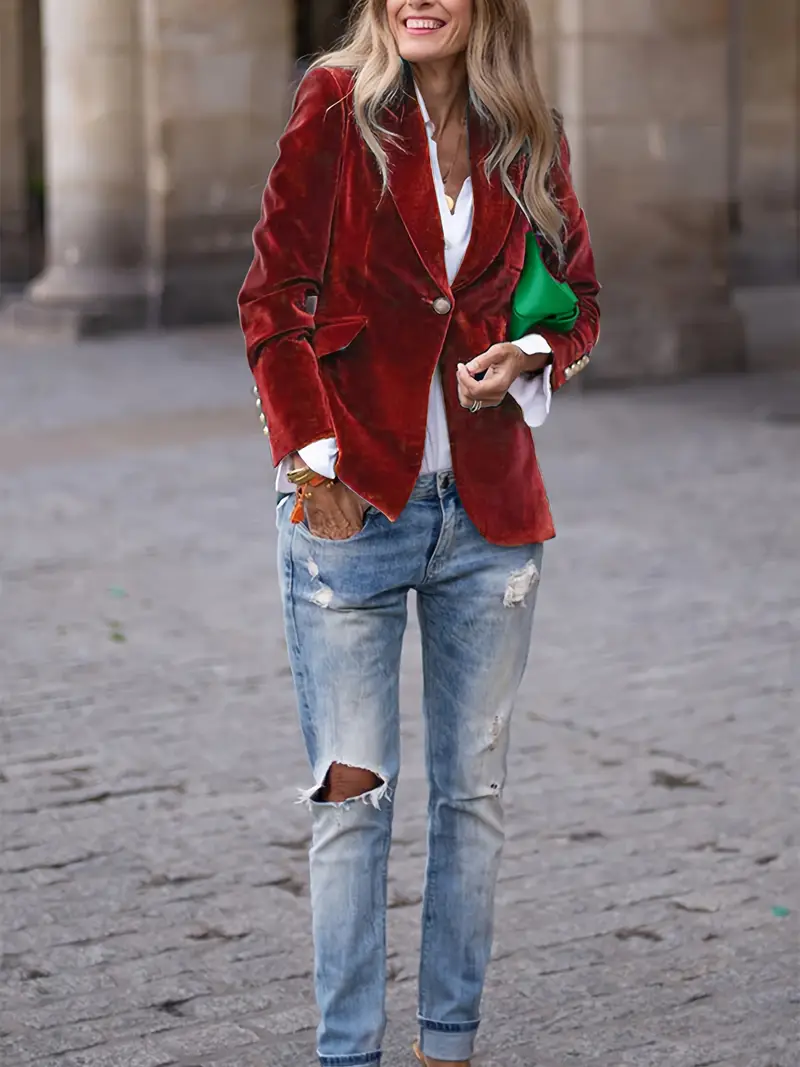 Elegant Velvet Blazer Jacket for Women - Image 20