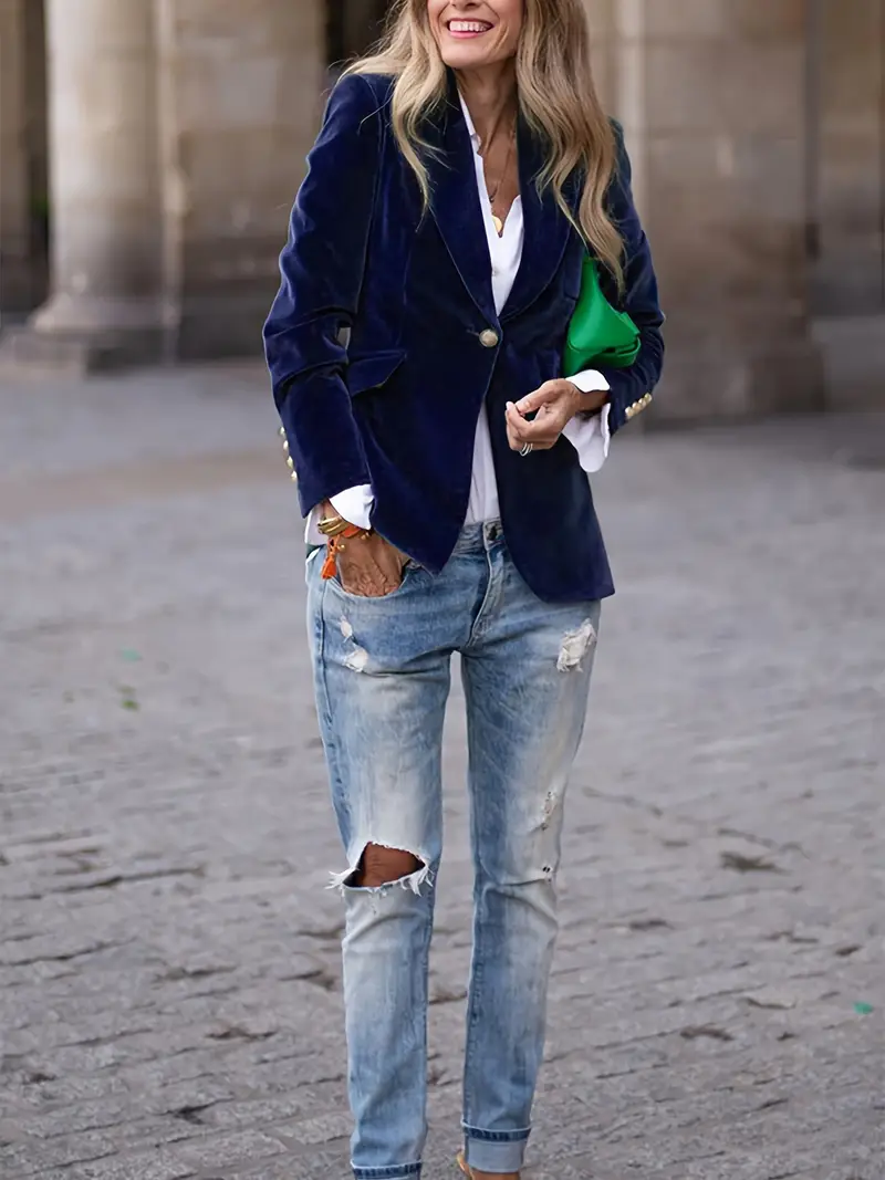 Elegant Velvet Blazer Jacket for Women - Image 9