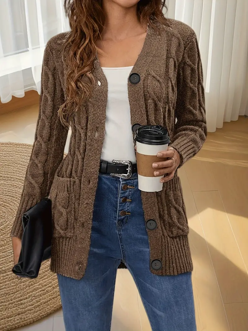 Elegant Women's V-Neck Cardigan - Image 21