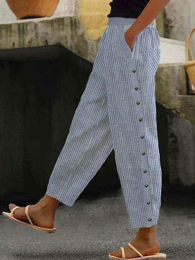 Fashion Stripe Crop Pants - Image 2