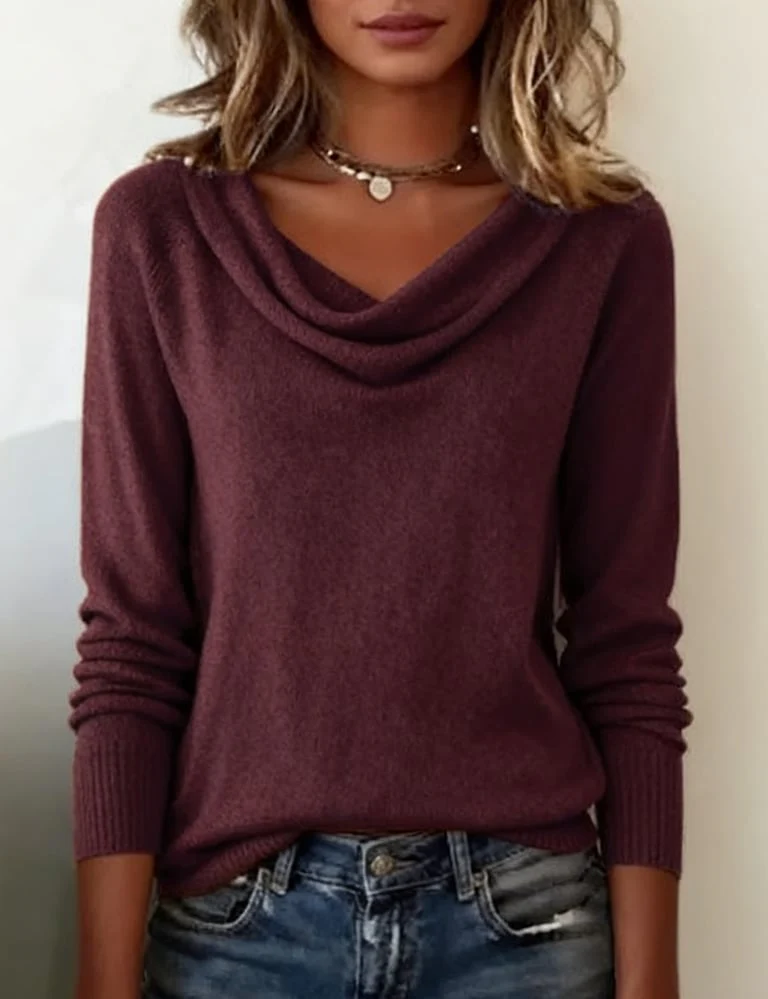 Fashionable Long-Sleeved Pile Collar Sweater - Image 28