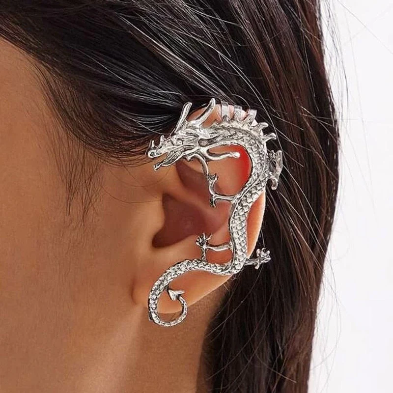 Fierce Dragon Design Stud Earrings - Image 2