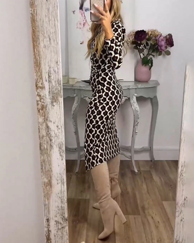 Fish scale print slit dress - Image 4
