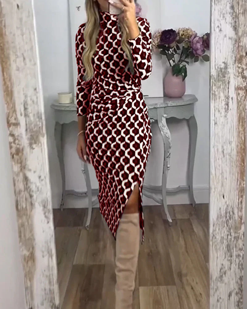 Fish scale print slit dress - Image 6