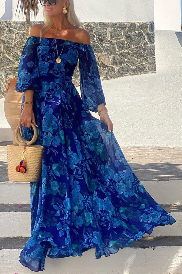 Floral Off Shoulder Maxi Dress - Image 3