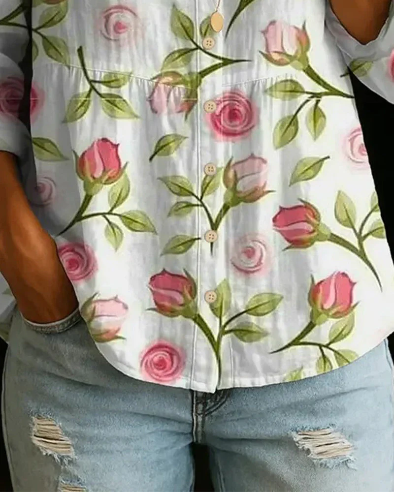 Floral Print Loose Blouse - Image 2