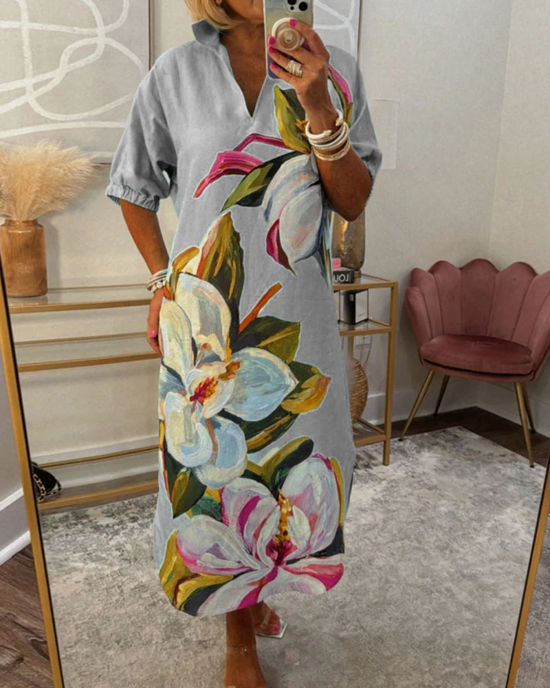 Floral print loose casual dress - Image 10