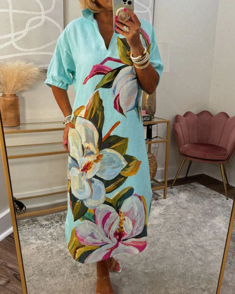 Floral print loose casual dress - Image 5