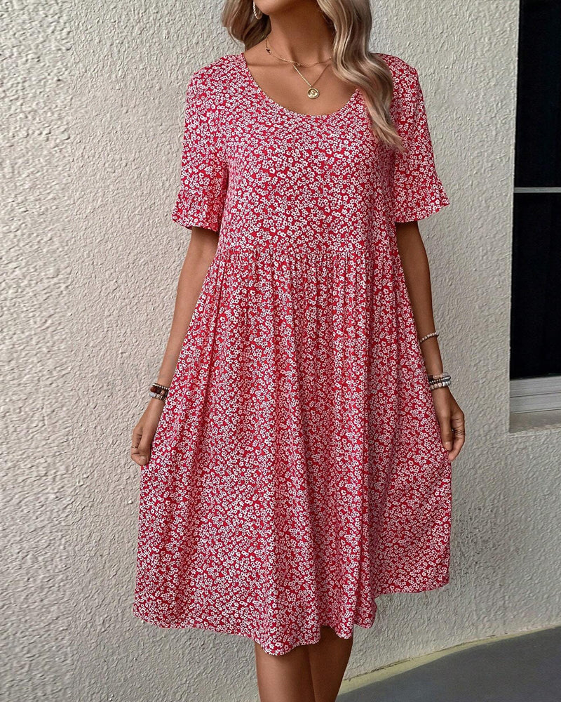 Floral print round neck elegant dress - Image 8