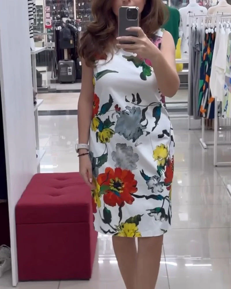 Floral print sleeveless elegant dress - Image 16