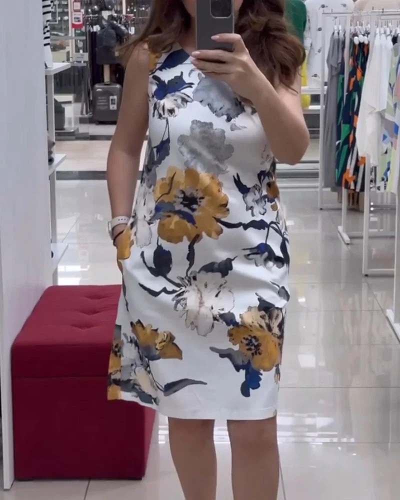 Floral print sleeveless elegant dress - Image 18