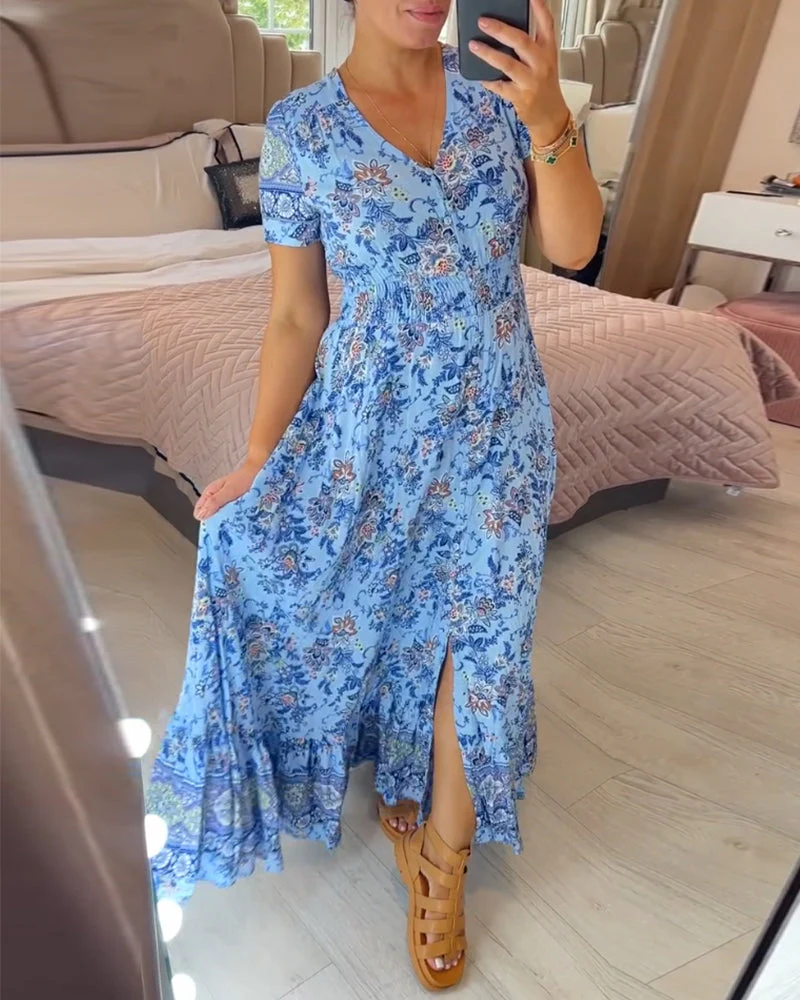 Floral print v-neck dress - Image 13