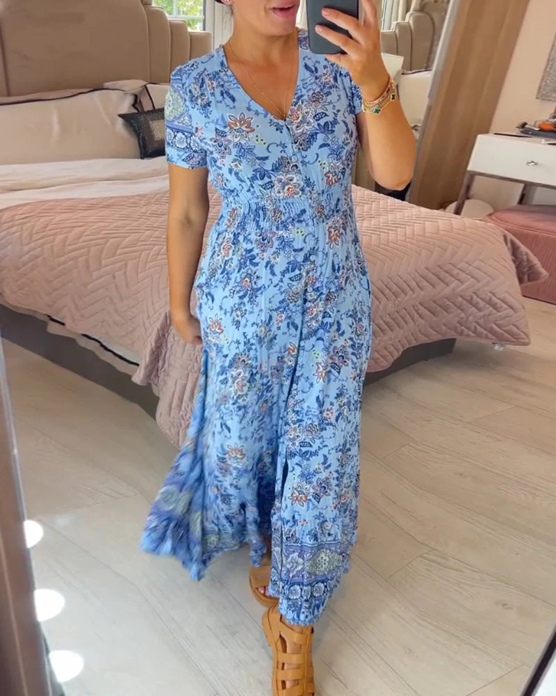 Floral print v-neck dress - Image 15