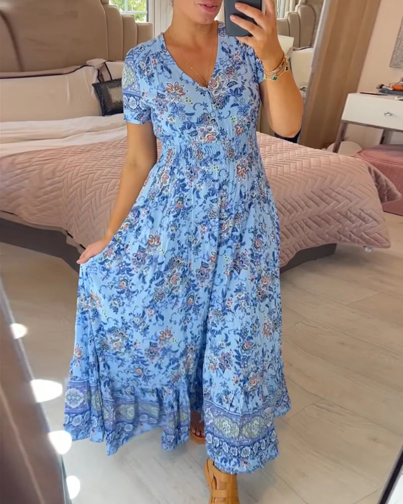 Floral print v-neck dress - Image 25