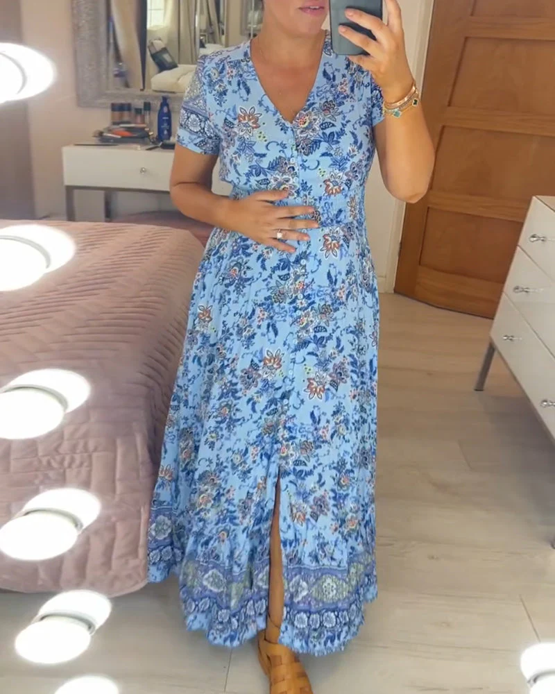 Floral print v-neck dress - Image 5