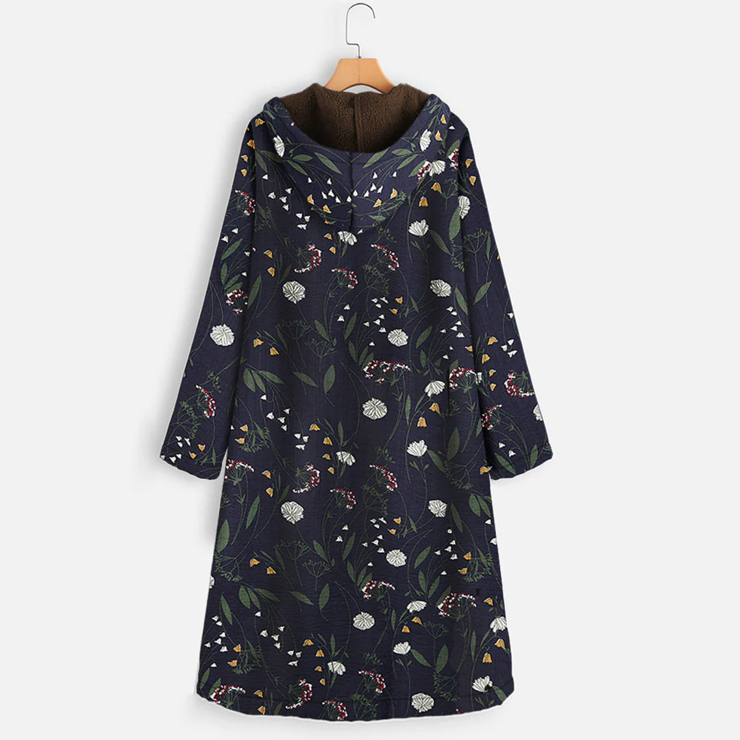 Floral Print Winter Coat with Hood for Women - Image 6