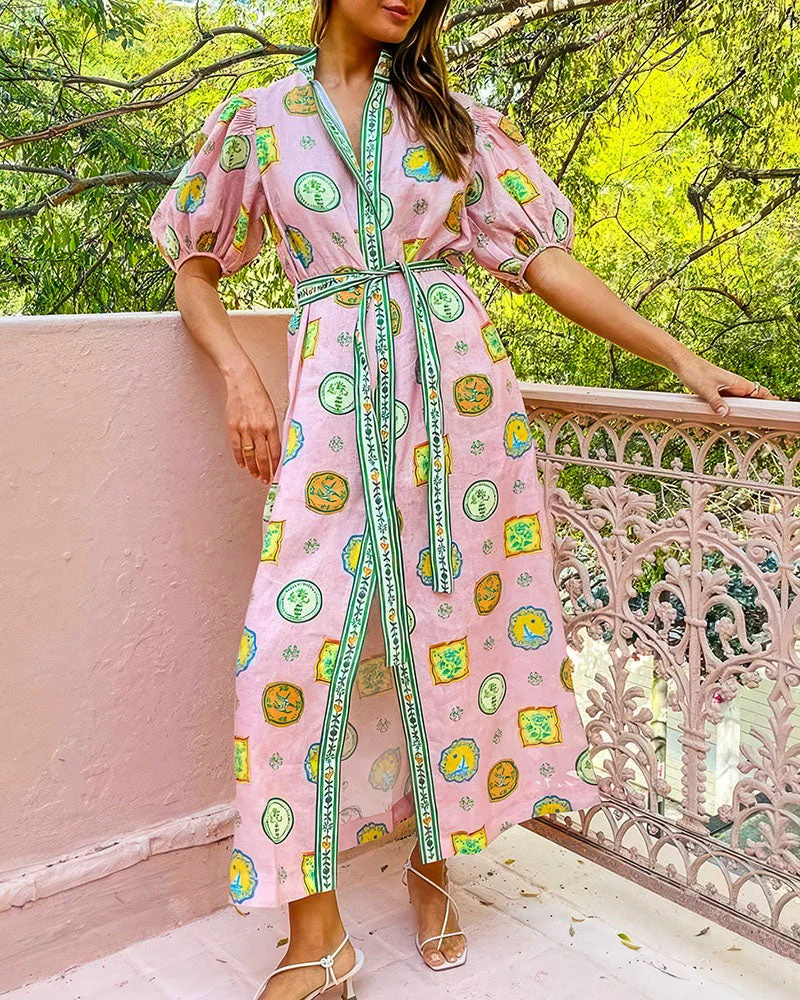 Flowing Puff Sleeve Maxi Dress - Image 15
