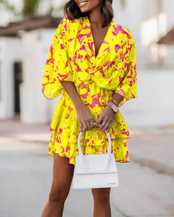 Flowy Batwing Dress with Elegant V Neck - Image 22