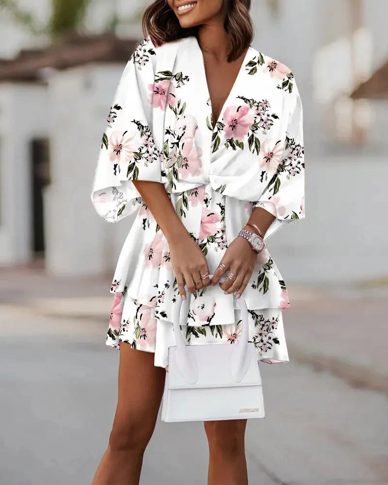 Flowy Batwing Dress with Elegant V Neck - Image 7
