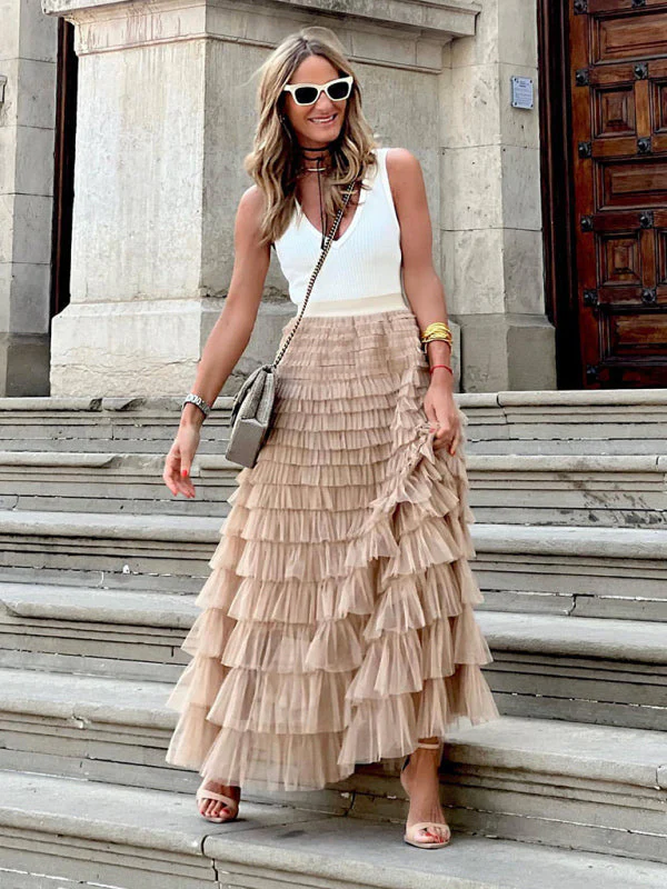 Flowy Layered Maxi Skirt for Women - Image 10
