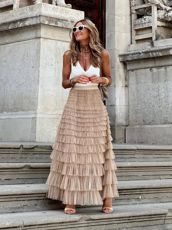 Flowy Layered Maxi Skirt for Women - Image 6