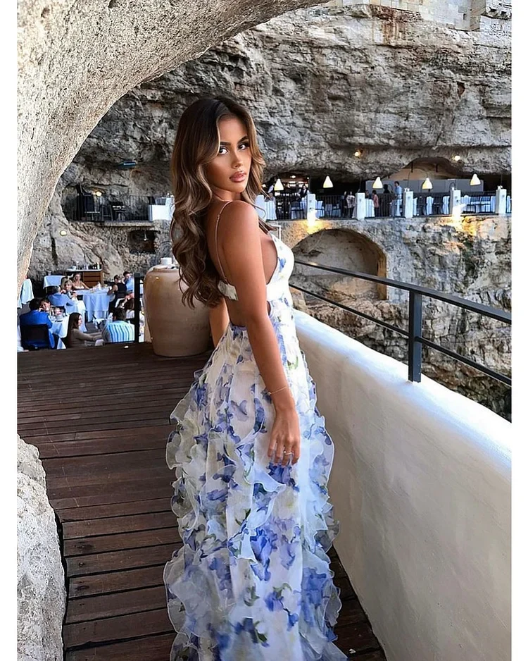Flowy Ruffle Hem Elegant Dress - Image 8