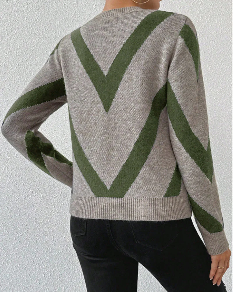 Geometric-Print Crew Neck Sweater - Image 21
