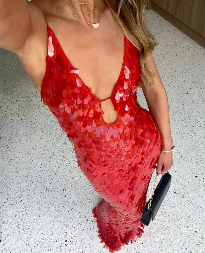 Glitter Sequins Backless Strap Dress - Image 4